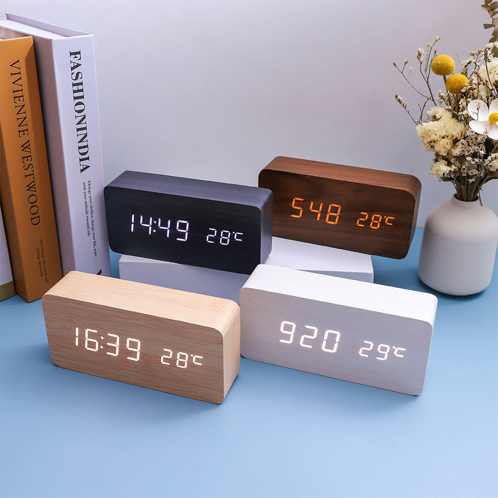 Creative Multifunctional Voice-controlled Wooden Clock