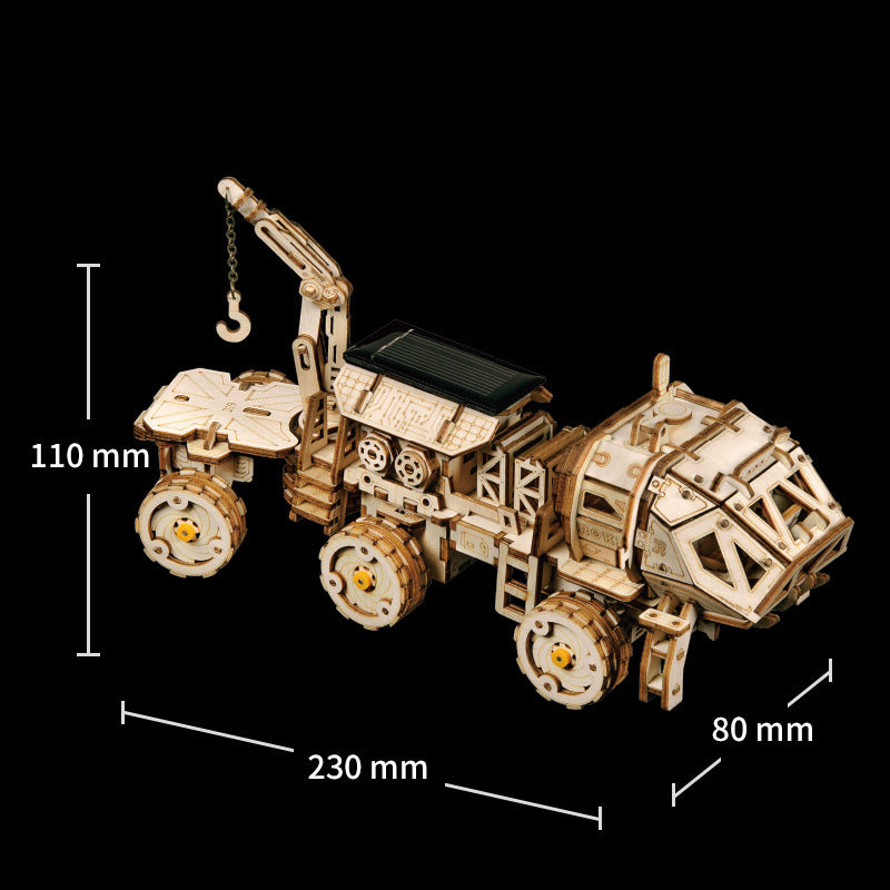 4 wooden solar toy cars