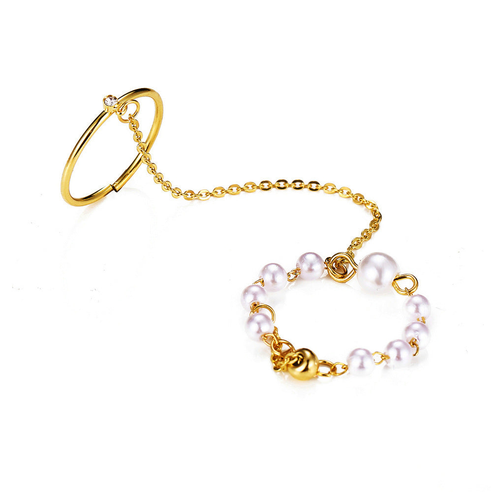 Leaf Ring Creative Personality Bounce Chain Combination Ring