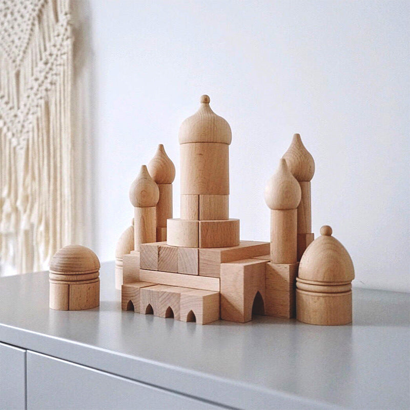 Wooden Original Color Castle Roman Blocks