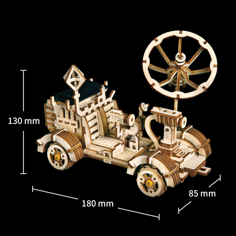 4 wooden solar toy cars