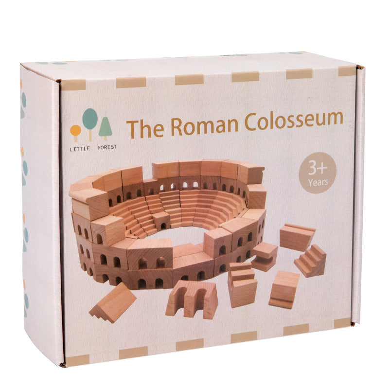 Wooden Original Color Castle Roman Blocks