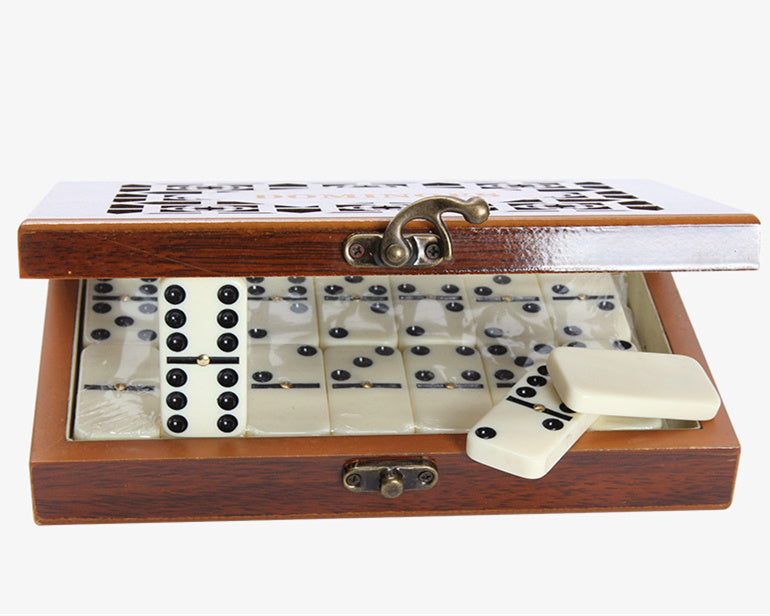 28 Dominoes Set wooden box