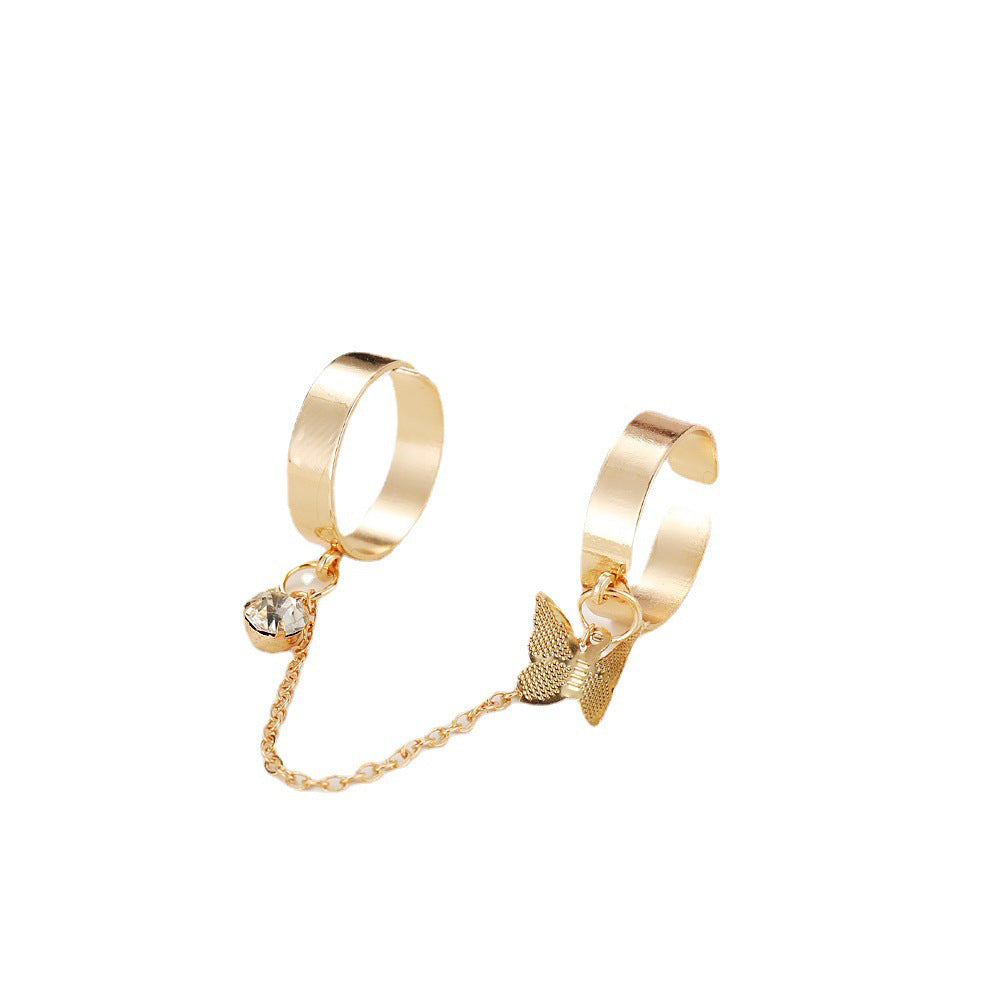 Leaf Ring Creative Personality Bounce Chain Combination Ring