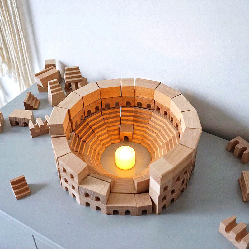 Wooden Original Color Castle Roman Blocks
