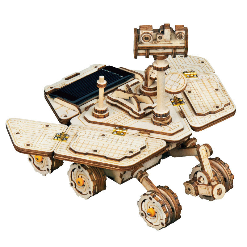 4 wooden solar toy cars