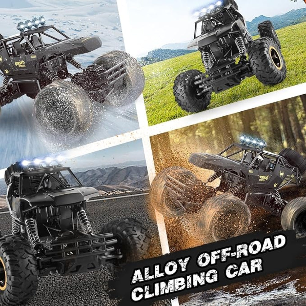 Rc Car Rock Crawler Rechargeable Off Road Truck 4WD , Metal Shell LED Headlights