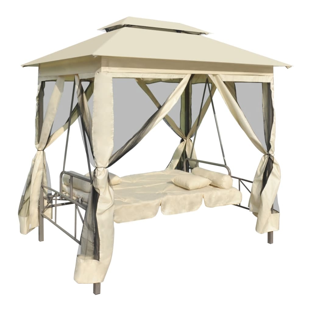 NNEVL Gazebo Convertible Swing Bench Cream White-1