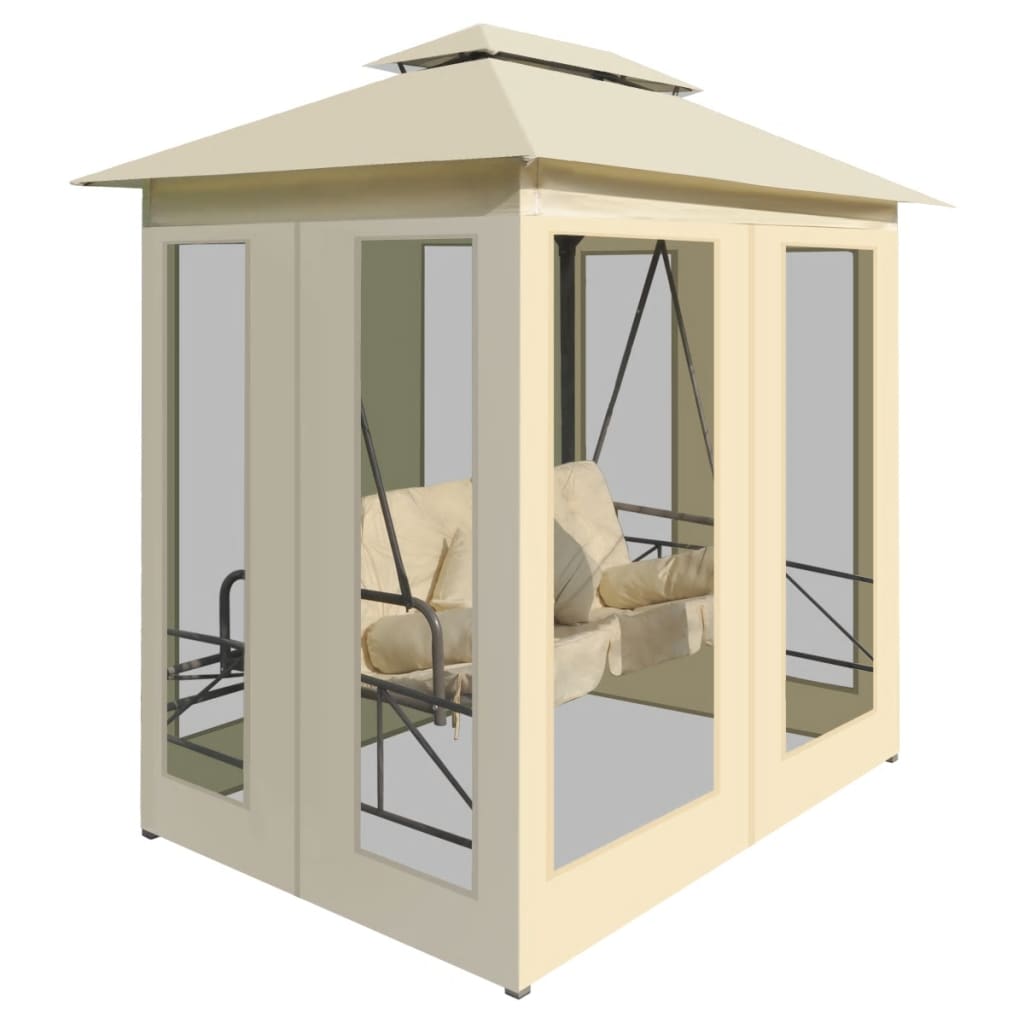 NNEVL Gazebo Convertible Swing Bench Cream White-2