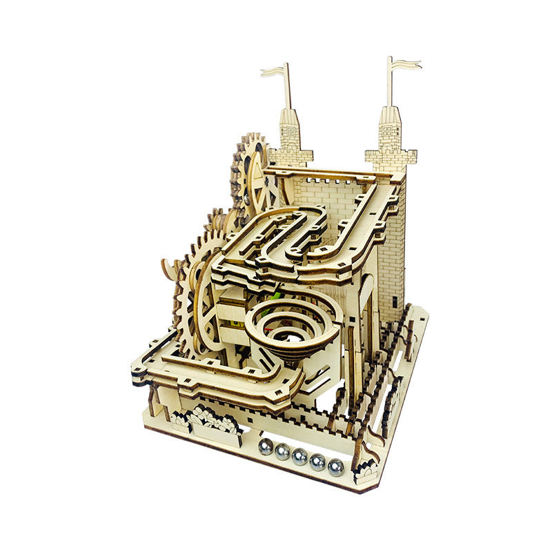 Handmade Diy Assembling Model Of Wooden Castle Track Ball Ornaments