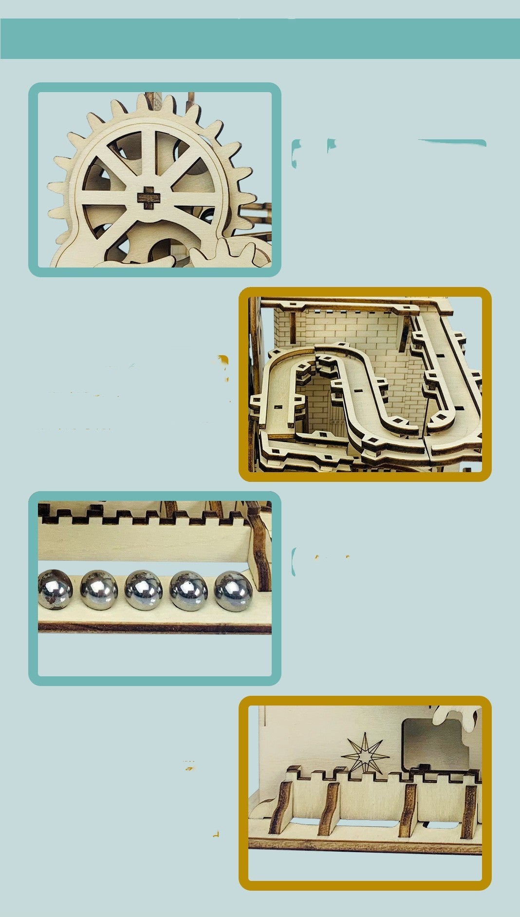Handmade Diy Assembling Model Of Wooden Castle Track Ball Ornaments