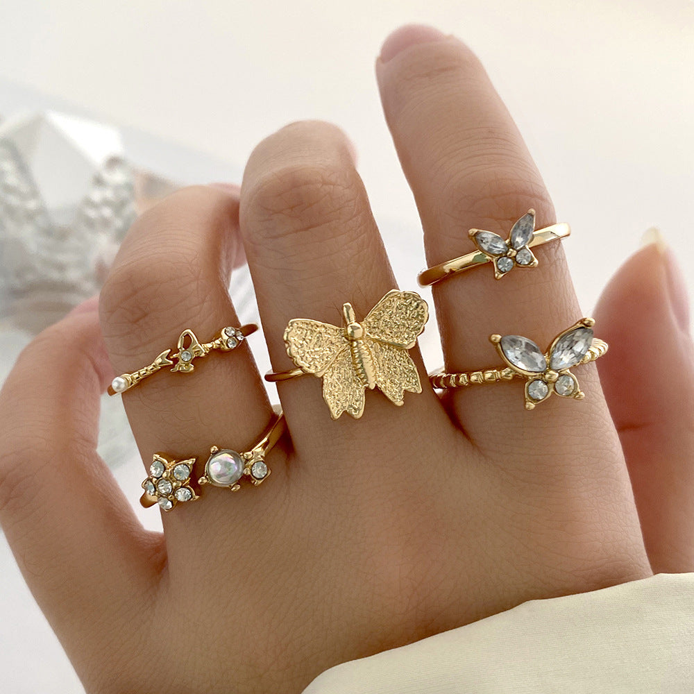 Leaf Ring Creative Personality Bounce Chain Combination Ring