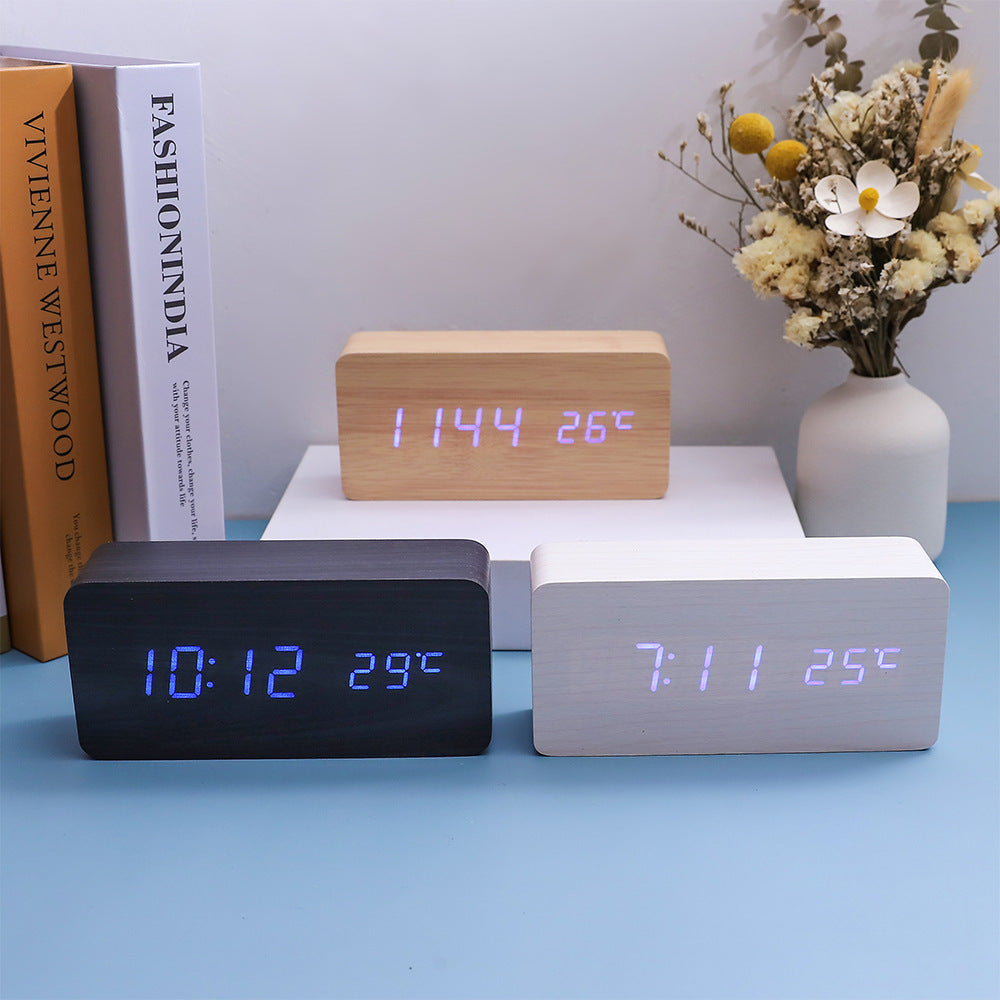 Creative Multifunctional Voice-controlled Wooden Clock