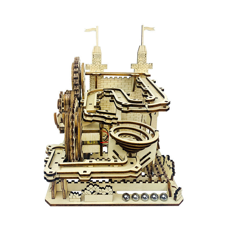 Handmade Diy Assembling Model Of Wooden Castle Track Ball Ornaments