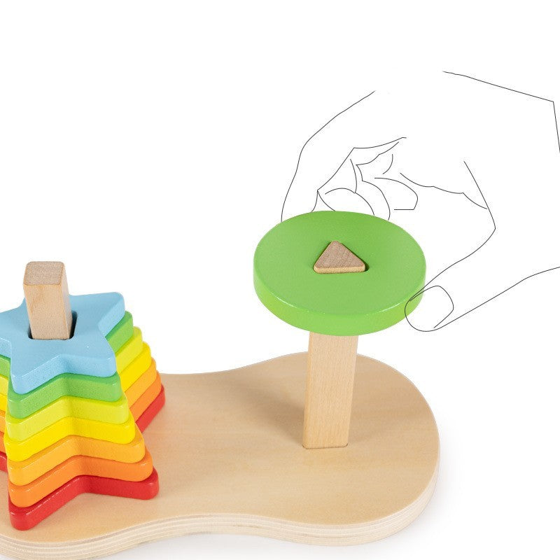 Rainbow Tower Jenga Ring Building Block Toy