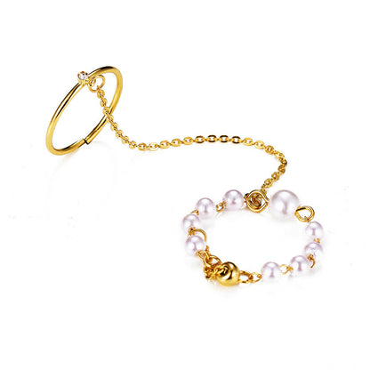 Leaf Ring Creative Personality Bounce Chain Combination Ring