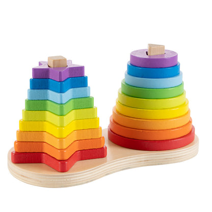 Rainbow Tower Jenga Ring Building Block Toy