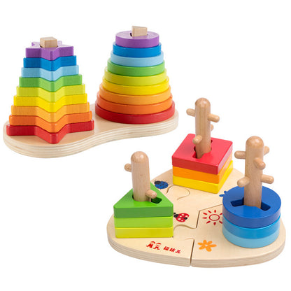Rainbow Tower Jenga Ring Building Block Toy