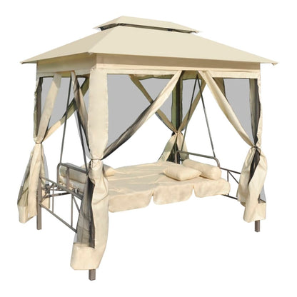 NNEVL Gazebo Convertible Swing Bench Cream White-1