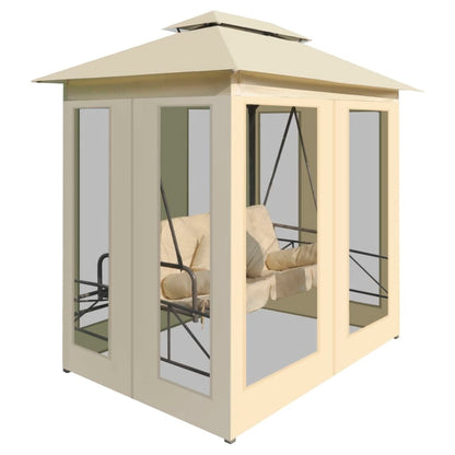 NNEVL Gazebo Convertible Swing Bench Cream White-2