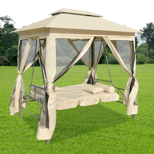 NNEVL Gazebo Convertible Swing Bench Cream White-0