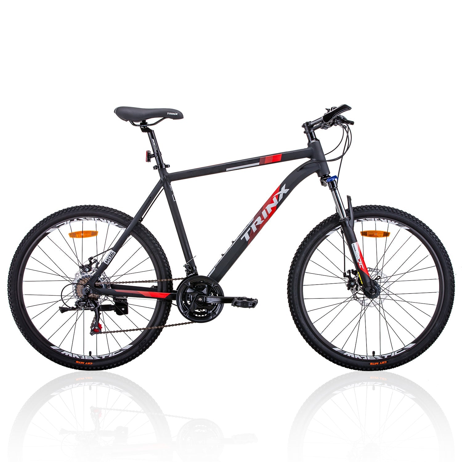 NNEDSZ Trinx MTB Mens Mountain Bike 26 inch Shimano Gear 21-Speed [Colour: Matt Black White/Red] [Size Of Frame: 17 inches]-0