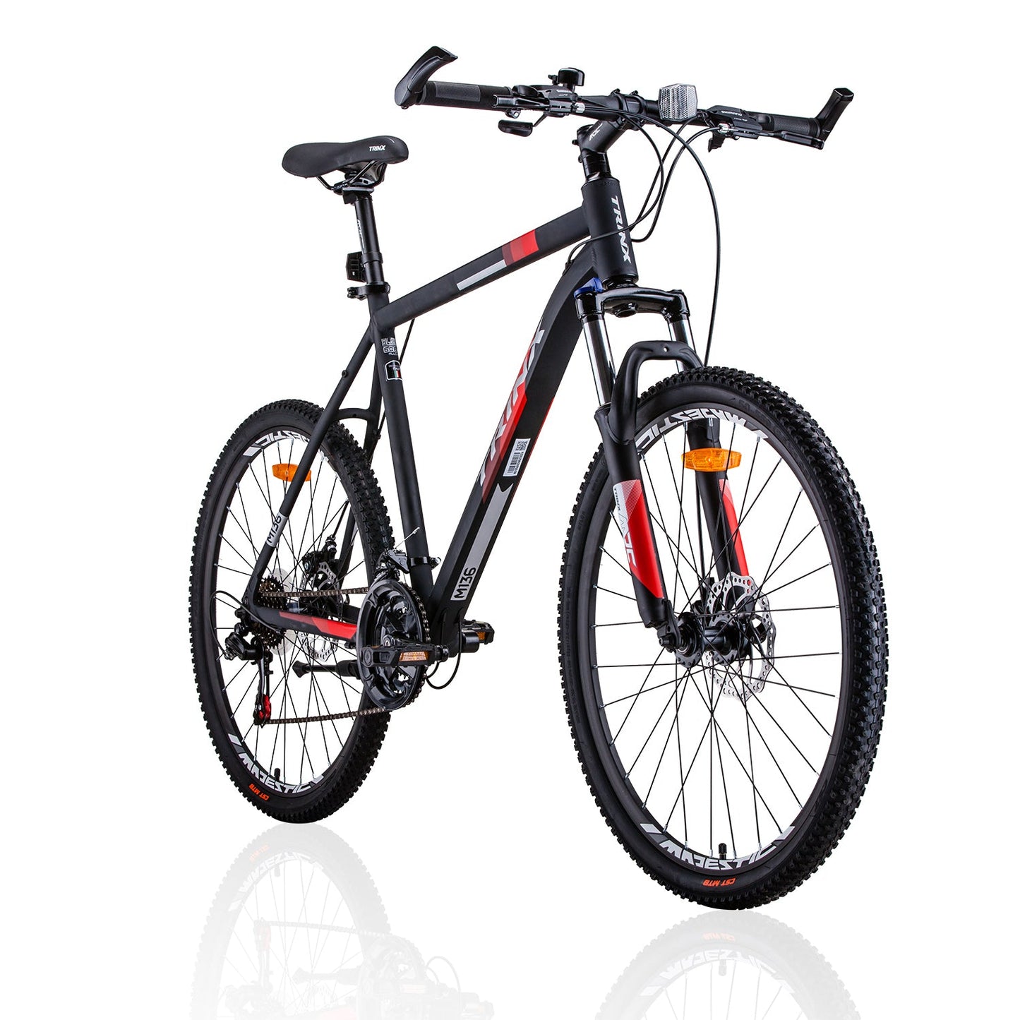 NNEDSZ Trinx MTB Mens Mountain Bike 26 inch Shimano Gear 21-Speed [Colour: Matt Black White/Red] [Size Of Frame: 17 inches]-1