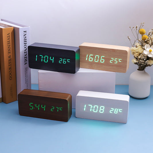 Creative Multifunctional Voice-controlled Wooden Clock