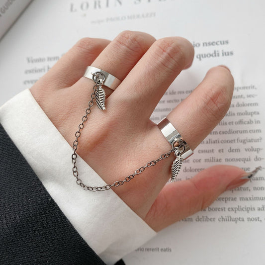 Leaf Ring Creative Personality Bounce Chain Combination Ring